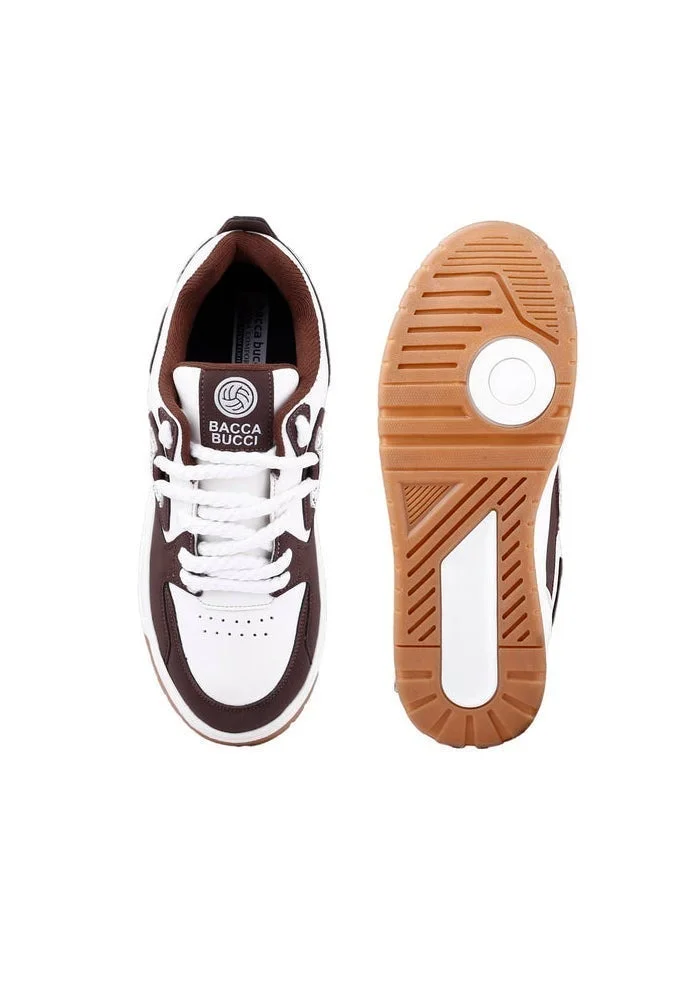 Bacca Bucci White Brown Stride Eclipse Low-Top Flat-Sole Sneakers for Men | Best Price UAE